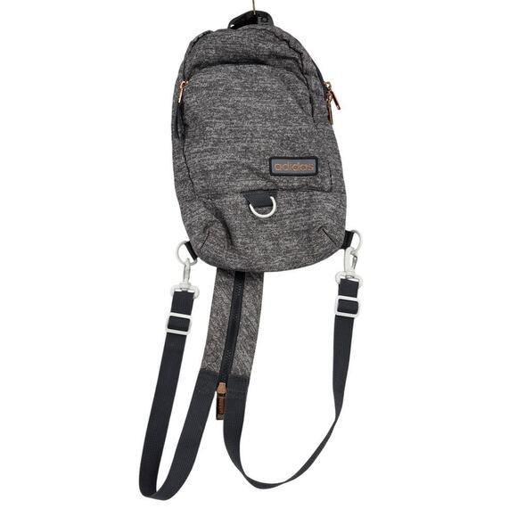 Adidas Convertible Crossbody Backpack Sling Bag Gray Zip Pockets - Picture 1 of 11